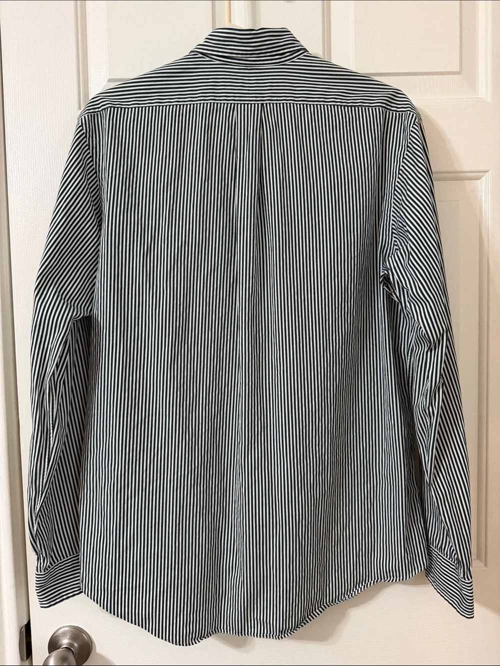 Polo Ralph Lauren Green/White Stripe Long Sleeve Button Up Shirt w/ Purple Pony